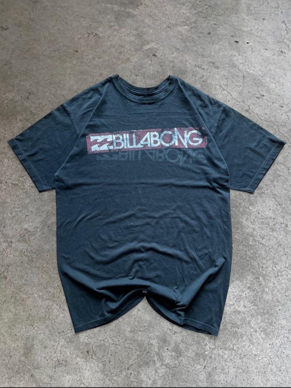 Billabong Black and Maroon Logo Tee